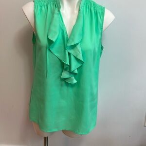Green Ruffled Sleeveless Top